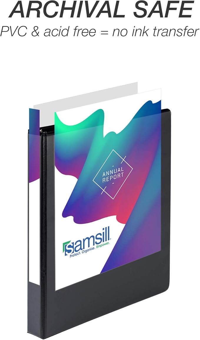 Samsill Durable 1 inch 3 Ring Binder, Made in USA, D Ring Binder, FSC 100% Recycled Chipboard, Black, 12 Pack