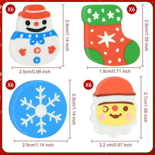 24 Pieces 3D Christmas Erasers and 24 Pieces Carton Christmas Pencils for Winter Holiday Day Cute Pencils for Christmas Goodie Bags Fillers Gifts School Classroom Rewards Supplies (Chritsmas Day)