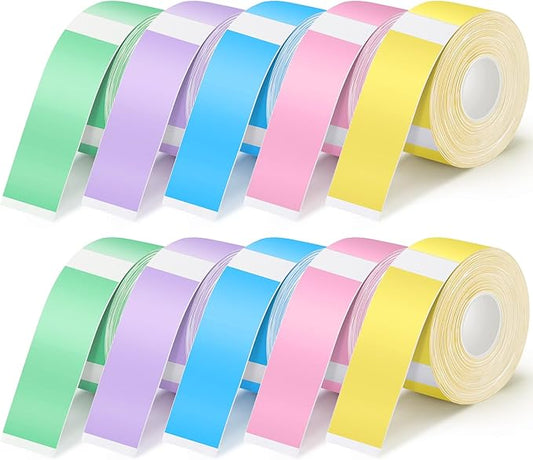 1600 Pcs Label Tapes 15 x 40 mm Laminated Stickers Replacement Compatible with D30 Portable Thermal Label Paper Printer Tapes Refill for Office 160 Pcs/roll (Soft Color)