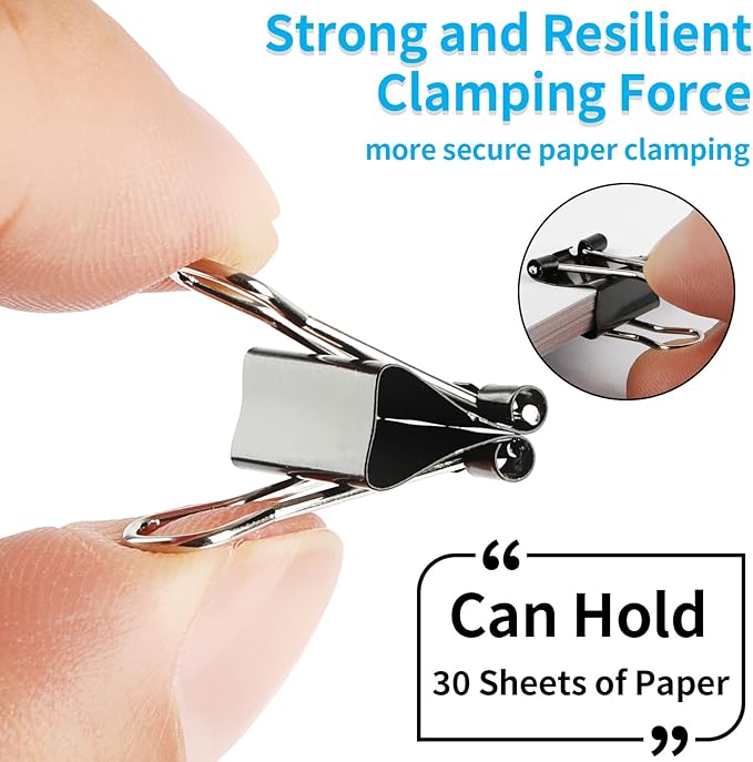180Pcs Small Binder Clips, Mini Binder Clips, 0.63 in/15mm Clips Office Supplies, Paper Clamps, Binder Paper Clips for Office Supplies Home School Food DIY