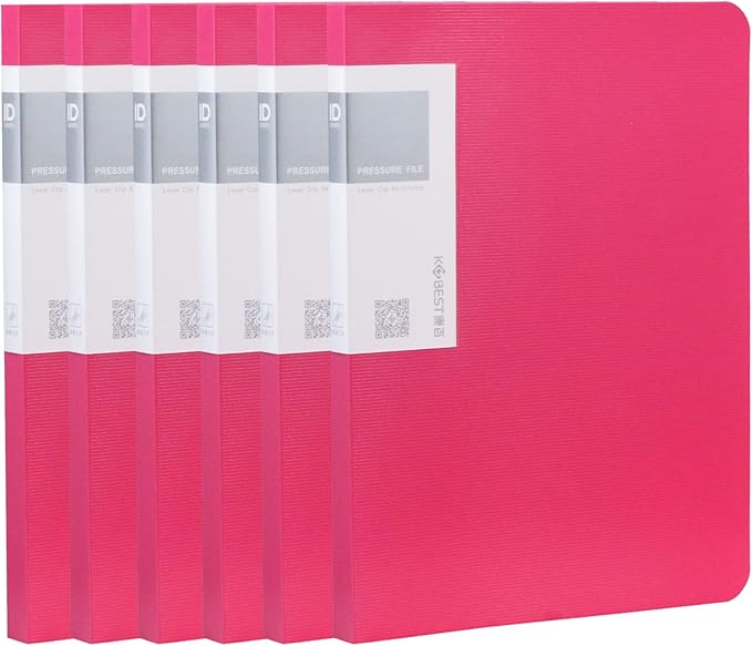 Acocony Punchless Binder with Clamp Letter Size Punchless Clamp Binder 8.5 x 11 Report Covers Plastic Rose Red Pack of 6