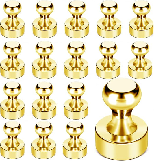 LOVIMAG Fridge Magnets, 18Pcs Refrigerator Magnets Strong Fridge Magnet for Whiteboard, Small Magnet Gold for Kitchen,Office, Accessories, Decorative
