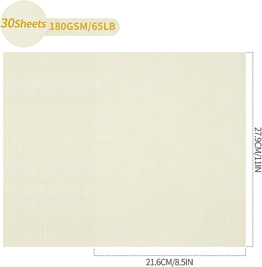 30 Sheets Parchment Paper - Creamy White 8.5” x 11” Letter Size Parchment Card Stock 65lb Heavyweight Paper Thick Vintage Paper for Certificate, Crafts, Business Cards, Invitations PAP04CW