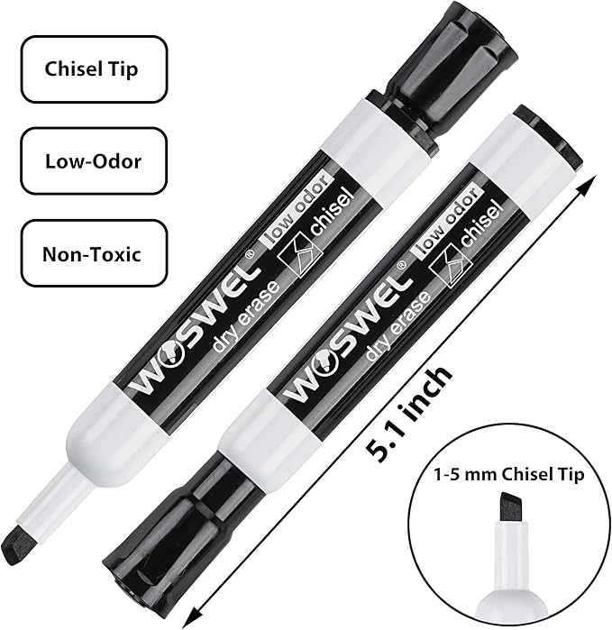 Dry Erase Markers Bulk, Chisel Tip Whiteboard Markers, Low Odor Thick Dry Markers, 50 Black Color for Kids/Teachers, Classroom, Office & Home Use