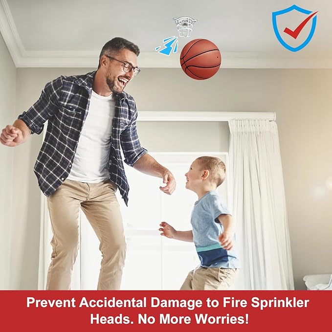 (6 Pack) White Fire Sprinkler Head Guard for Both 1/2" & 3/4" Sprinkler Head for Protecting Flush Mount & Side Wall & Semi - Recessed Sprinkler Head Cover Cage