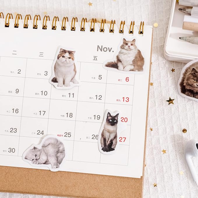 45 Pcs Small Cat Stickers for Scrapbook Kids Bullet Journal Notebook Planner Diary Collage Envelope Letter Laptop Water Case Bottle Phone DIY Craft Decoration