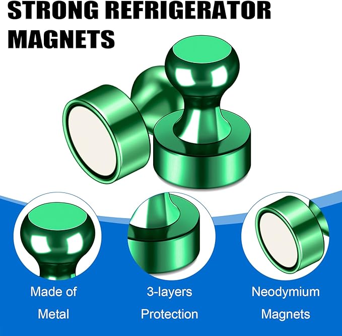 LOVIMAG Refrigerator Magnets, 20 Pack Fridge Magnets Green Strong Magnet for Whiteboard, Small Neodymium Magnet for Fridge, Ideal for Lockers, Kitchen, Office, Map,Home Decorative