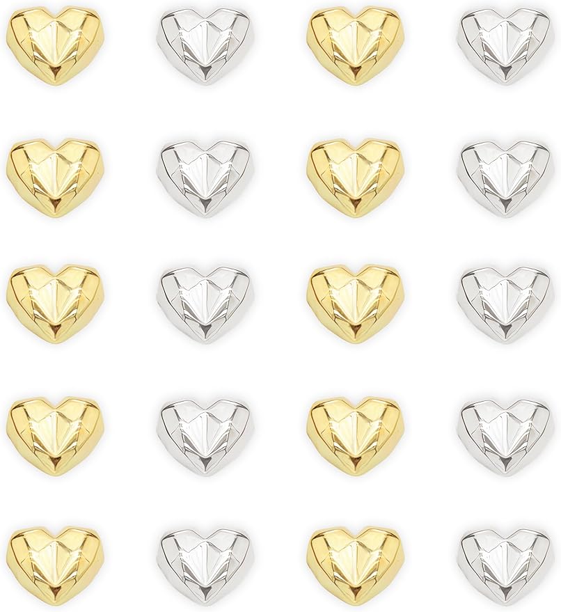 20PCS Gold Fridge Magnets Cute Diamond Love Heart Refrigerator Magnets, Silver Decorative Magnets for Whiteboard Cabinet Locker, Lovely Magnets for Classroom Home Kitchen Office Decor