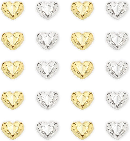20PCS Gold Fridge Magnets Cute Diamond Love Heart Refrigerator Magnets, Silver Decorative Magnets for Whiteboard Cabinet Locker, Lovely Magnets for Classroom Home Kitchen Office Decor