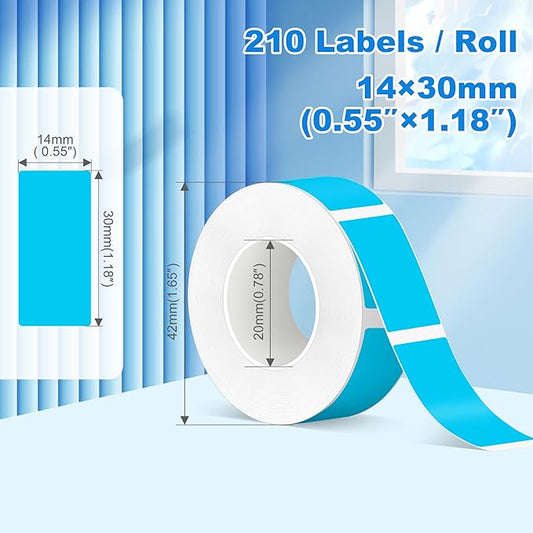 PARLAIM Label Maker Tape,Thermal Label 0.55"X1.18" (14mm X 30mm) 210 Labels/Roll,Compatible with D30 Label Printer,Self-Adhesive Label Tape for for Home Office Small Business (Sky Blue)