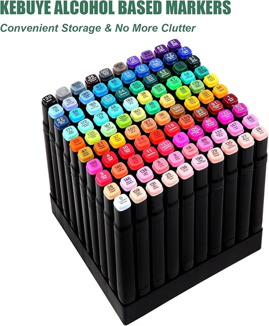 100 Colors Alcohol Markers Set, Dual Tips Blender Art Markers for Drawing Sketching Coloring Artist Pens and Underlining, Professional Permanent Sketch Marker for Kids Adult Coloring