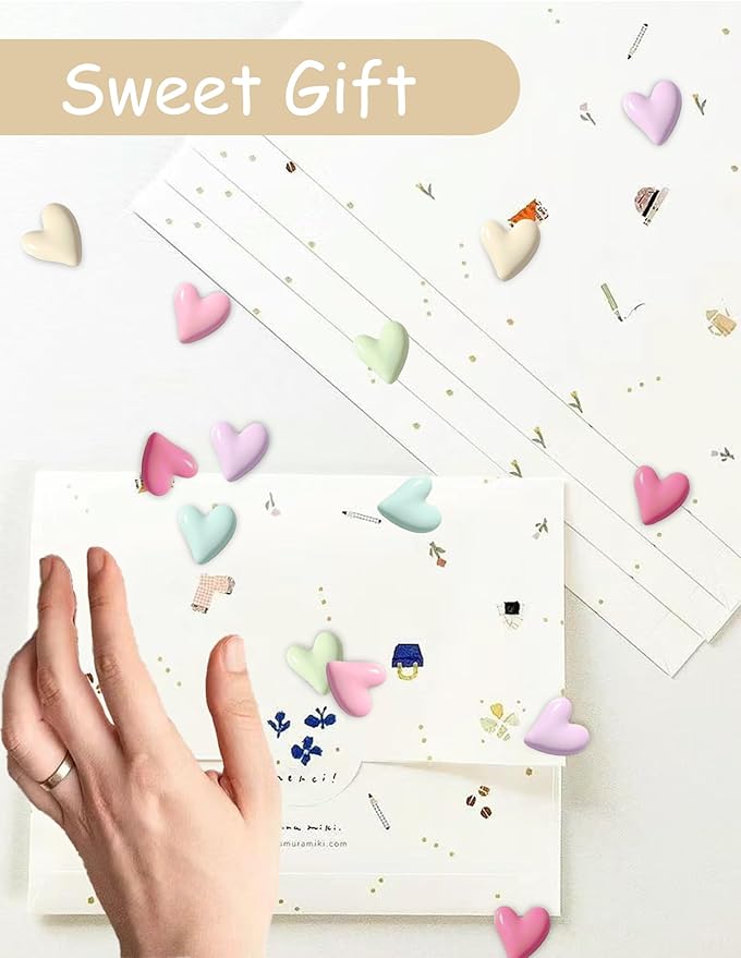 24PCS Colorful Fridge Magnets Cute Love Heart Refrigerator Magnets, Decorative Magnets for Whiteboard Cabinet Locker, Lovely Fun Magnets for Classroom Home Kitchen Office