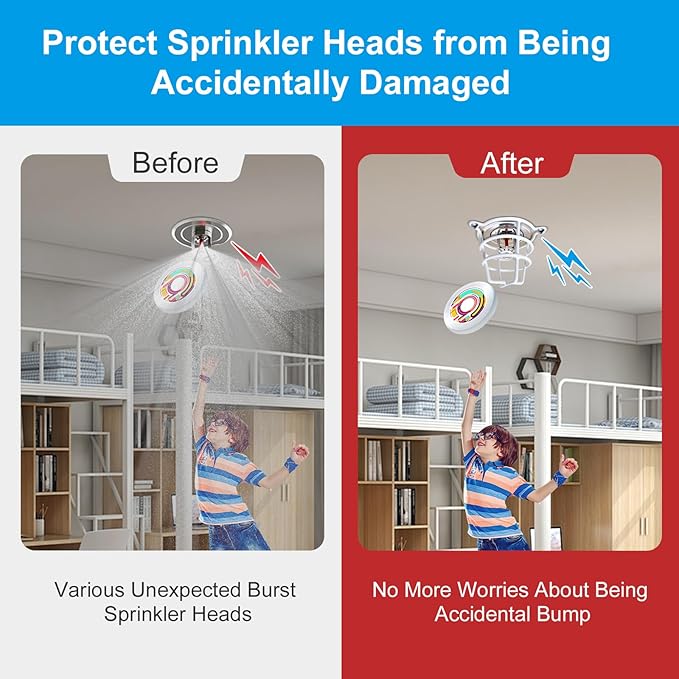 (4 Pack) White Fire Sprinkler Head Protector Cover Cage Guard for Both 1/2" & 3/4" Sprinkler Head for Protecting Flush Mount & Side Wall & Semi - Recessed Fire Sprinkler Covers for Ceiling