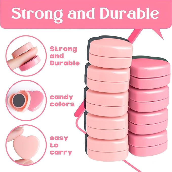ZDZBLX 20PCS Pink Heart Fridge Magnets - Small Strong Magnets, Heavy Duty Refrigerator Magnets for Whiteboard School Crafts Lockers, Decorative Cute Mini Magnet for Kitchen Office Classroom (2 Colors)