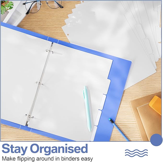Thenshop 200 Pieces 3 Ring Binder Dividers with Tabs Bulk 40 Sets 5 Tab Dividers for 3 Ring Binders Letter Size(White)