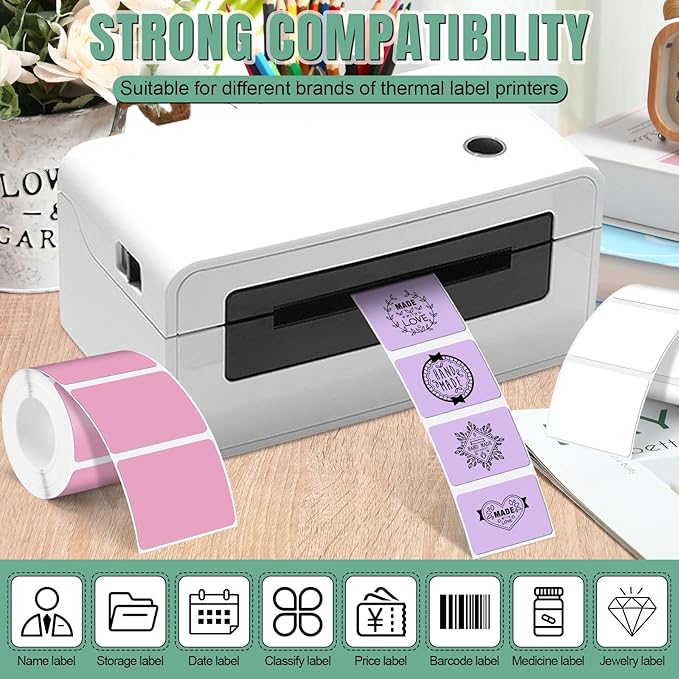 Ctosree 12 Rolls Printer Labels Adhesive Thermal Paper Waterproof Thermal Label Stickers Compatible with Phomemo M110 M221 M220 M120 M200 M110s Printer(Colorful,1.18 x 1.57 Inch)