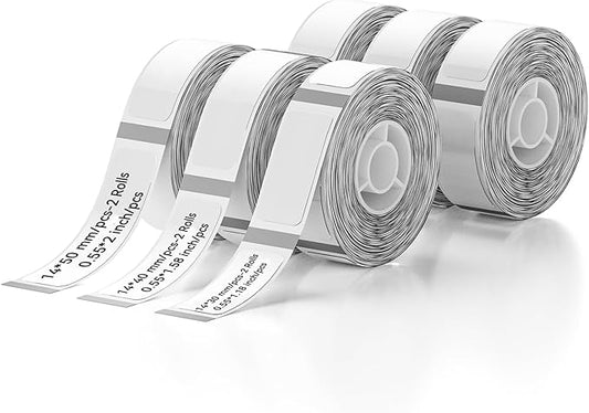 Label Maker Tape NIIMBOT D11 6 Rolls Adapted Cable Label Print Paper Standard Laminated Office Labeling Tape Replacement for D11 Handheld Label Machine Oil Proof Waterproof Tearproof (1440CLEAR)