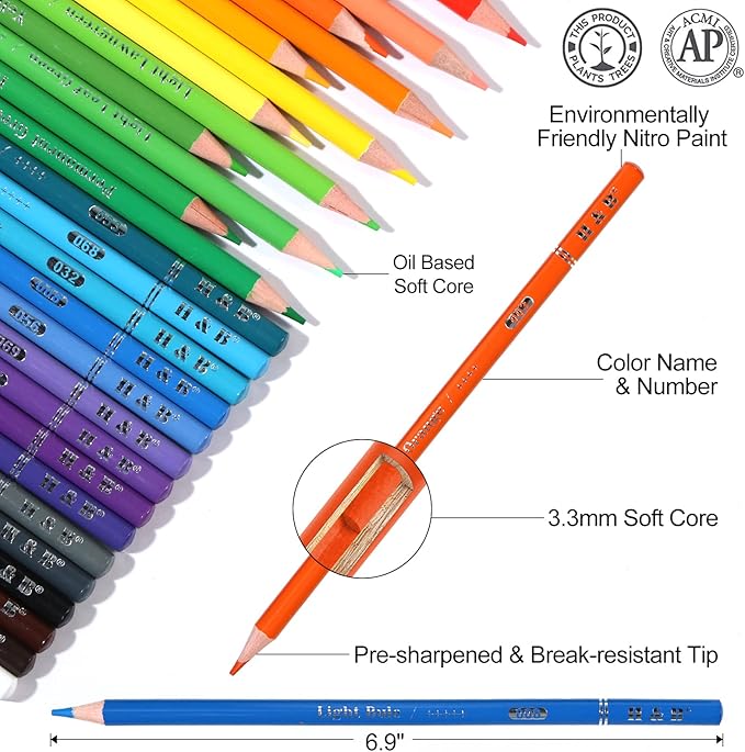 H & B 120-Color Colored Pencils Set with Coloring Book, Eraser, and Sharpener - Perfect for Drawing and Coloring - Soft Oil-Based Cores Ideal for Adults, Kids, and Beginners