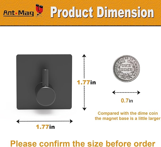 Ant Mag Magnetic Key Hooks 4 Pack Wall Mounted for Hanging Key Towel Bag Hat Scarf Wreath on Metal Surface for Home Kitchen Bathroom Fridge Cabinet Entryway