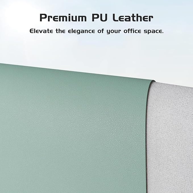 Aothia Leather Desk Pad Protector, Office Desk Mat, Large Mouse Pad, Laptop Desk Pad, Non-Slip PU Leather Desk Blotter, Waterproof Desk Writing Pad for Office and Home (Light Blue, 47" x 17")