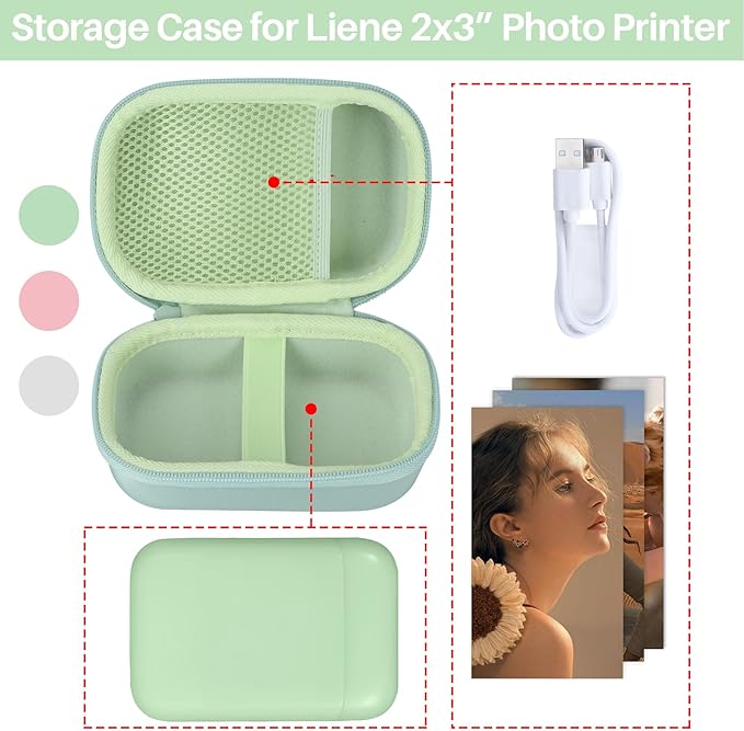 Storage Case Compatible with Liene 2x3” Photo Printer Mini Instant Portable Color Mono Photo Printer (Off White Case)