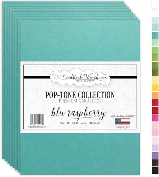 Cardstock Warehouse Pop-Tone Blu Raspberry Teal Cardstock Paper – 50 Sheets, 8.5 x 11" - 65 lb / 175 GSM Premium Teal Card Stock for Die-cutting, Crafts, Printing, Card Making and DIY Projects
