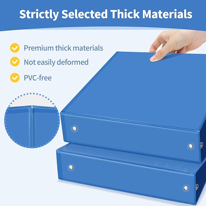 SUNEE 3 Ring Binder 2 Inch 1 Pack, Clear View Binder Three Ring PVC-Free (Fit 8.5x11 Inches) for School or Office Supplies, Blue