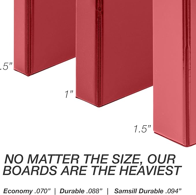 Samsill Durable 0.5 inch 3 Ring Binder, Made in USA, D Ring Binder,FSC 100% Recycled Chipboard, Red, 12 Pack