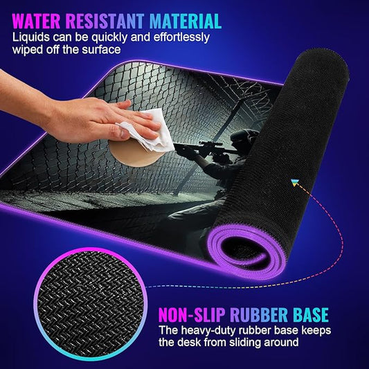 Gaming Mouse Pad - Desk Mat Gaming Mouse Pad , Medium Extra Large Extended Big Long Huge XL XXL and XXXL RGB LED Light Mousepad For a Computer , PC Mats Mousepads Shadow Operatives