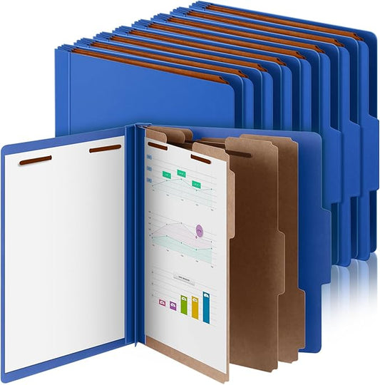 24 Pcs Classification Folders Letter Size, 3 Divider Pressboard File Folder with Fasteners, Expanding File Organizer Bulk for Teachers, Clergy, Office, Church, Christmas Donations (Dark Blue)