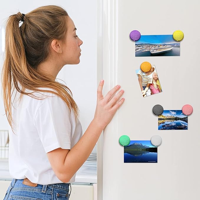 Qualsen Refrigerator Magnets - 30pcs Strong Mini Magnets for Fridge, Whiteboard, Locker, Kitchen, Office (Pink)