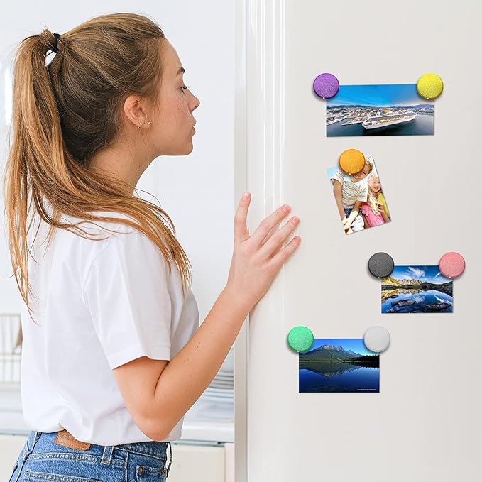 Qualsen Refrigerator Magnets - 30pcs Strong Mini Magnets for Fridge, Whiteboard, Locker & Kitchen - Sky Blue