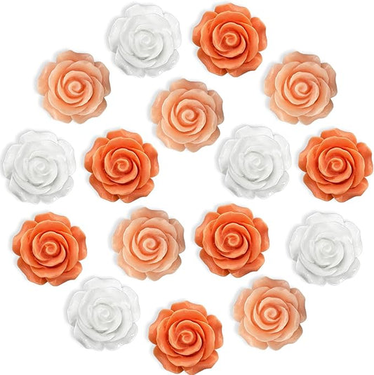 15 pcs - Cute Flower Magnets, Girl's Locker Magnets for Refrigerators and Lockers, Whiteboards, and for Decorative Purposes(15 pcs - Rose - Orange)