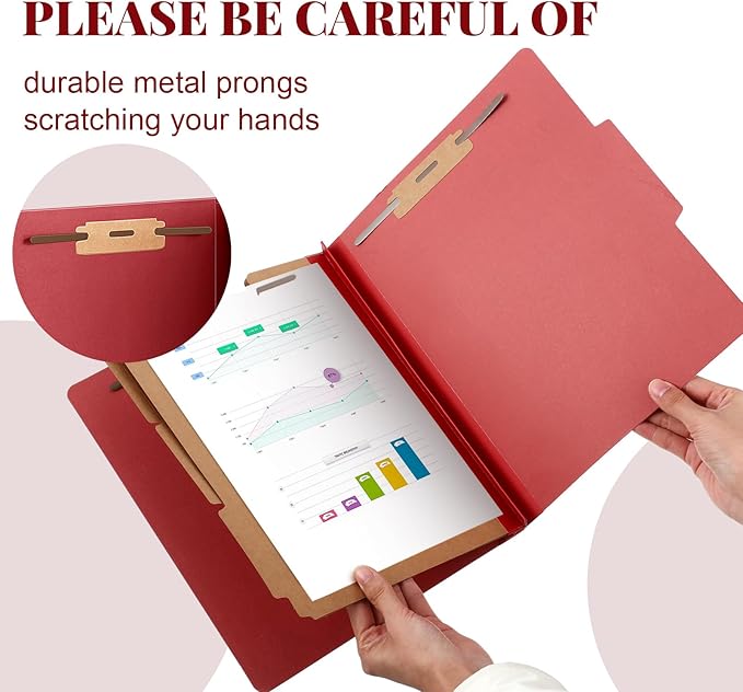 72 Pcs Classification Folders Letter Size, 3 Divider Pressboard File Folder with Fasteners, Expanding File Organizer Bulk for Teachers, Clergy, Office, Church, Christmas Donations (Red)