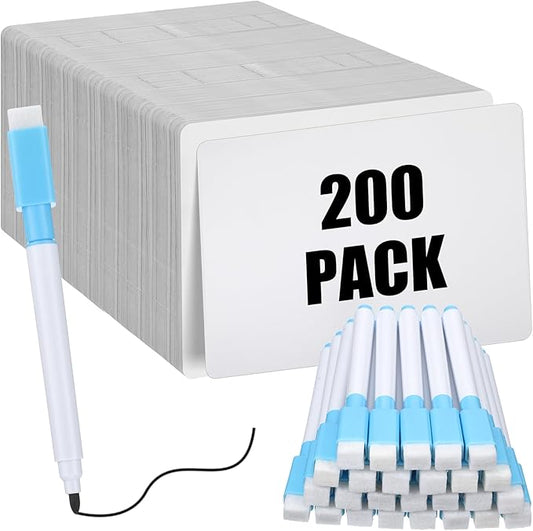 Fulmoon Dry Erase Lapboard Set with Markers Dry Erase Boards Classroom Pack Small White Board 9"X12" Mini Double Sided Whiteboard Set Lapboards for School Supplies(200 Pcs)
