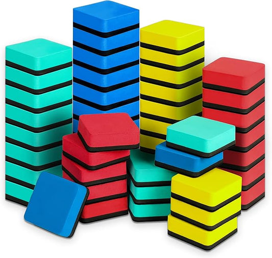 Dry Erase Markers, 48 Pack Magnetic Whiteboard & Chalkboard Cleaners, Small Magnetic Erasers