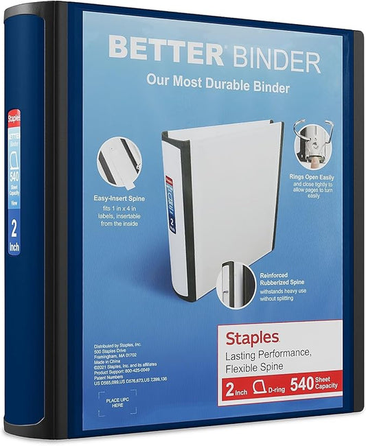 STAPLES Better Binder, 2-Inch, Blue