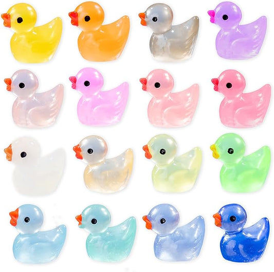 YOJO 16PCS Luminous Mini Resin Duck Fridge Magnets, Strong Colorful Refrigerator Magnets, Decorative Magnets for Fridge Locker Whiteboard Kitchen Office Classroom Decor
