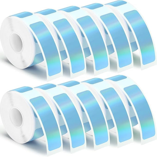 1600 Pcs Label Tapes 12 x 40 mm Laminated Stickers Replacement Compatible with D30 Portable Label Paper Printer Tapes for Office 160 Pcs/Roll (Laser Blue)