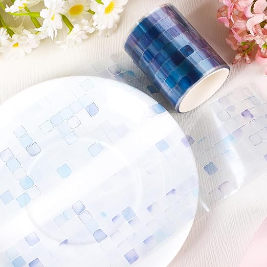 PET Tape for Journal Scrapbooking - Blue Ocean Wave Inspired Journal PET Tape Scrapbook Supplies, Notebook Scrapbook Bottle Crafts Decor