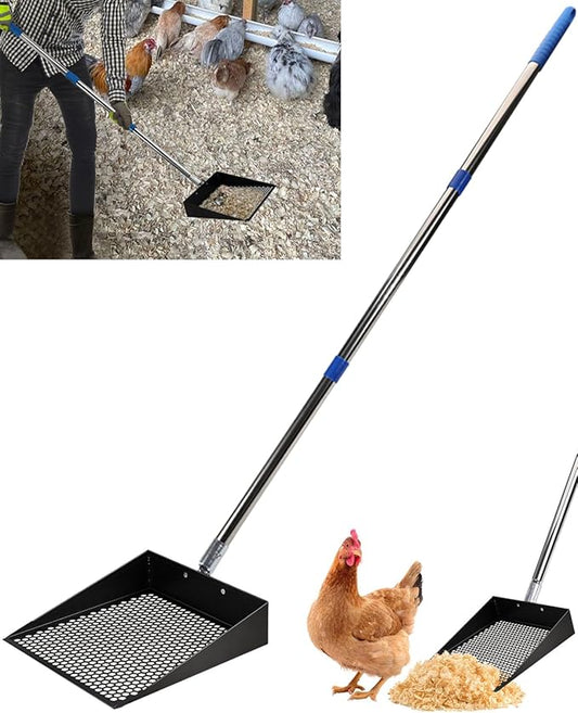 Large Chicken Poop Scooper, Chicken Coop Accessories,Metal Litter Scooper For Chicken,Chicken Coop Cleaning Tools,Heavy Duty Poop Shovel For Chicken Coop Accessories,Chicken Coop Must Haves (Black)