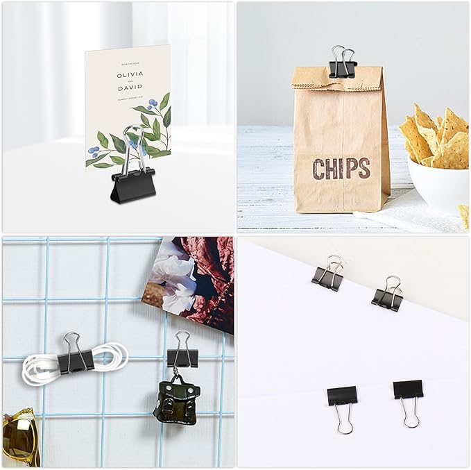 Ufmarine 240 Pcs Mini Binder Clips, Small Binder Clips, 15mm Black Clips for Office