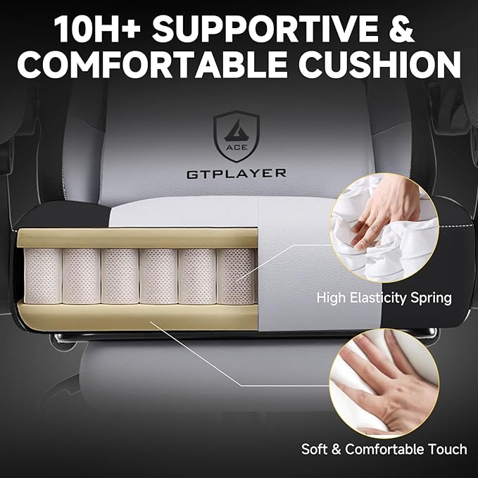 GTPLAYER Gaming Chair, Fabric Computer Office Chair with Pocket Spring Cushion, Ergonomic Office and Gaming, Video Gaming Chair with Linkage Armrests, High Back Desk Chair with Adjustable Recliner