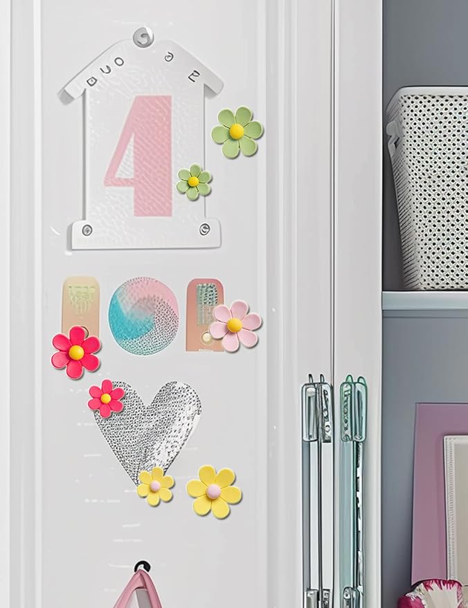 Mymazn Fridge Magnets Cute Refrigerator Magnets Colorful Decorative Magnets Funny 3D Flower Magnet for Office Kitchen Locker 14PCS (7 Small+7 Large)