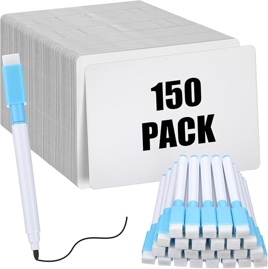 Fulmoon Dry Erase Lapboard Set with Markers Dry Erase Boards Classroom Pack Small White Board 9"X12" Mini Double Sided Whiteboard Set Lapboards for School Supplies(150 Pcs)