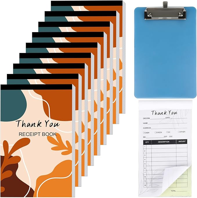 10 Pack Boho Thank You Receipt Book for Small Businesses 2-Ply Carbonless 50 Sets of Forms Per Book Aesthetic and Easy to Use Receipt Pad Invoice Book Business Supplies with Easy Tear-Out 5.5 x 3.3 In