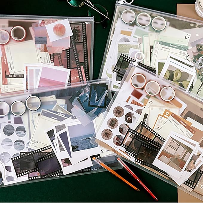 MAXLEAF 64PCS Literary Vintage Ins Style Scrapbook Bullets Journals Decoration Material Pack for DIY Scrapbook Album Decoration with Poster Tapes Stickers (Dream)
