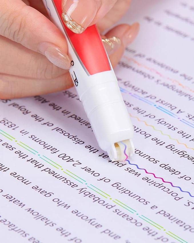 AECHY 6PCS Dual Color Highlighter Pens - 1 Stroke 2 Colors! Dual Tip Pens with 3 Curve Shapes & 6 Vibrant Colors for Note Taking, Underlining, Journaling, No Bleed Acid-Free Ink, for School,Office,Art