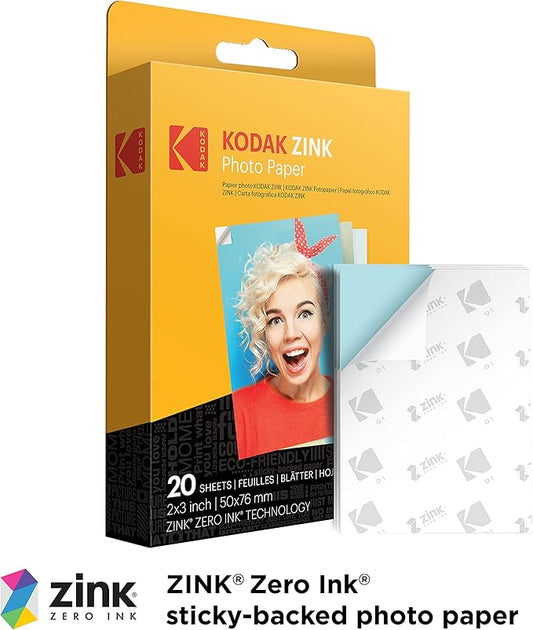 Kodak Step Printer, Wireless Mobile Photo Printer Zero Ink Technology & Kodak App for iOS & Android (Black) Gift, Starter Bundle
