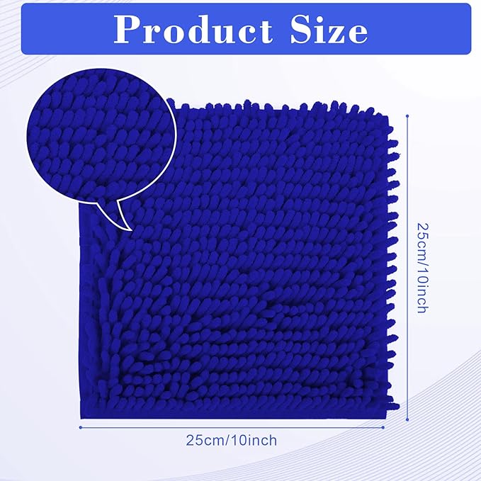Locker Rug School Rugs Carpet Chenille 100% Microfiber Locker Carpet with Non Skid Backing Locker Decorations (Blue, 10x10Inches)